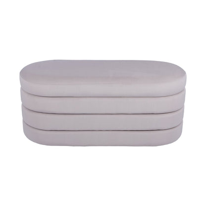 Velvet Ottoman Bench with Storage, Taupe