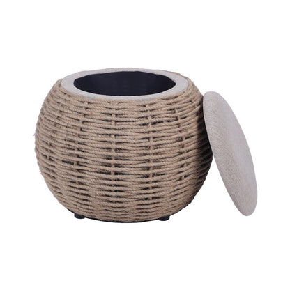 Natural Woven Ottoman with Storage, Brown