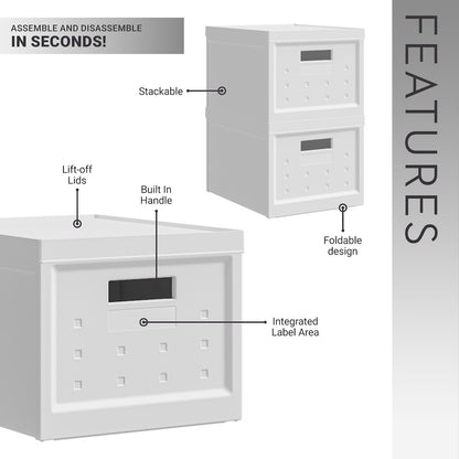 Set of 2 Stackable Storage Box with Lids for Home or Office Organization