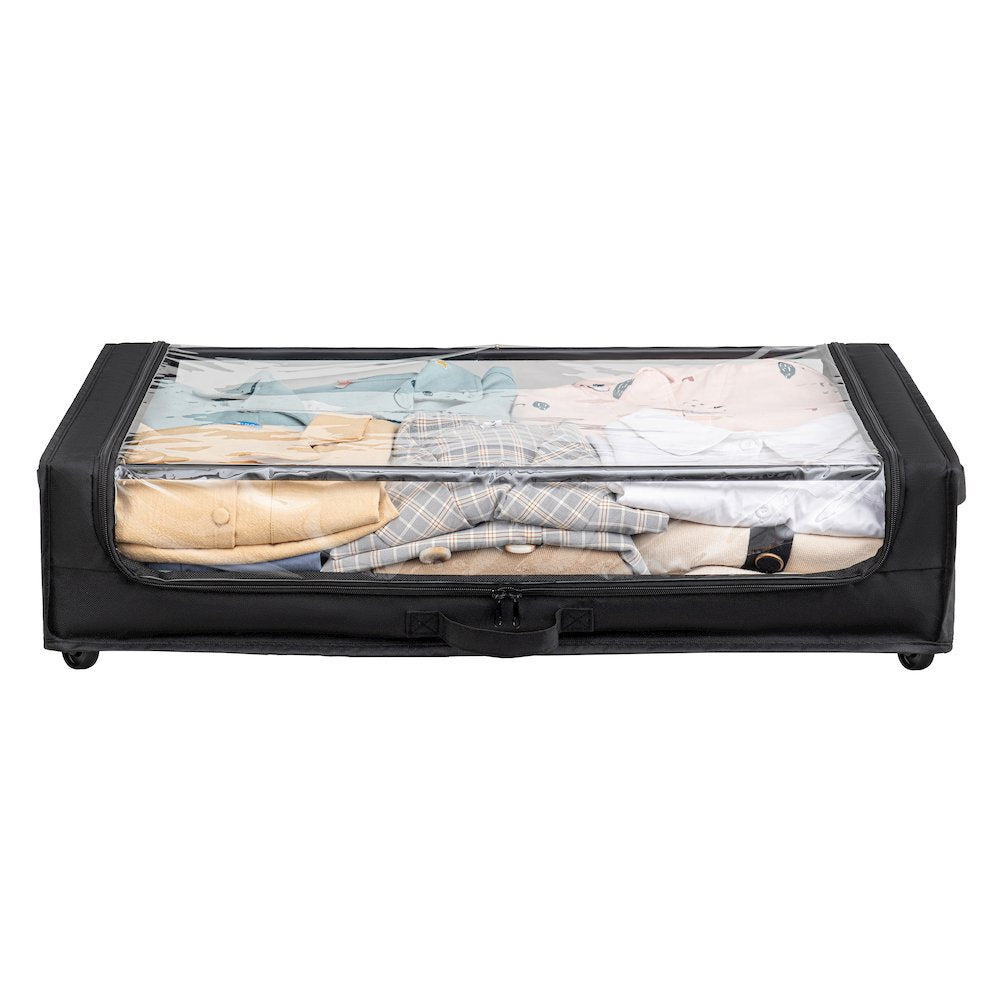 Set of 2 Under-Bed Rolling Storage Container with Transparent Cover