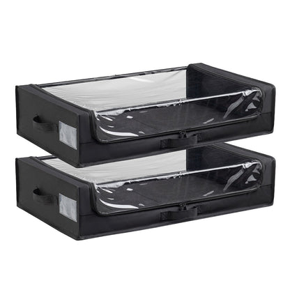 Set of 2 Under-Bed Rolling Storage Container with Transparent Cover