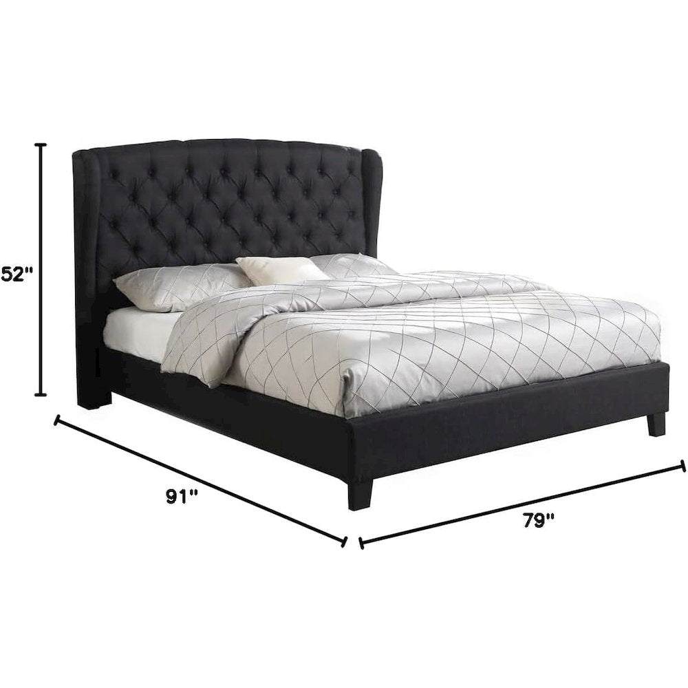 Frances Solid Wood/Fabric Upholstry Cal King Platform Bed - Black