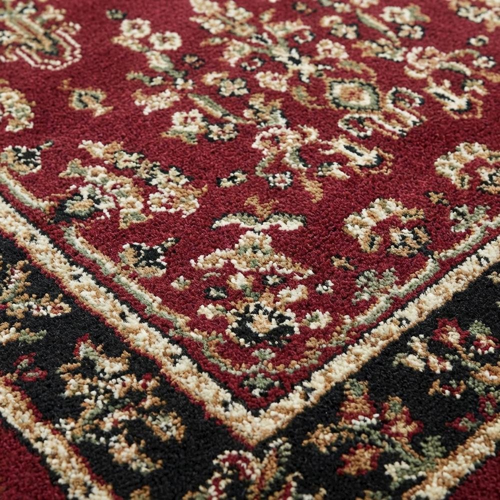 Red and Black Area Rug with Power Loomed Polypropylene Material, Jute Backing