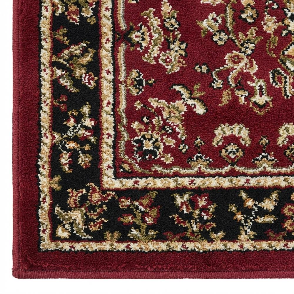 Red and Black Area Rug with Power Loomed Polypropylene Material, Jute Backing