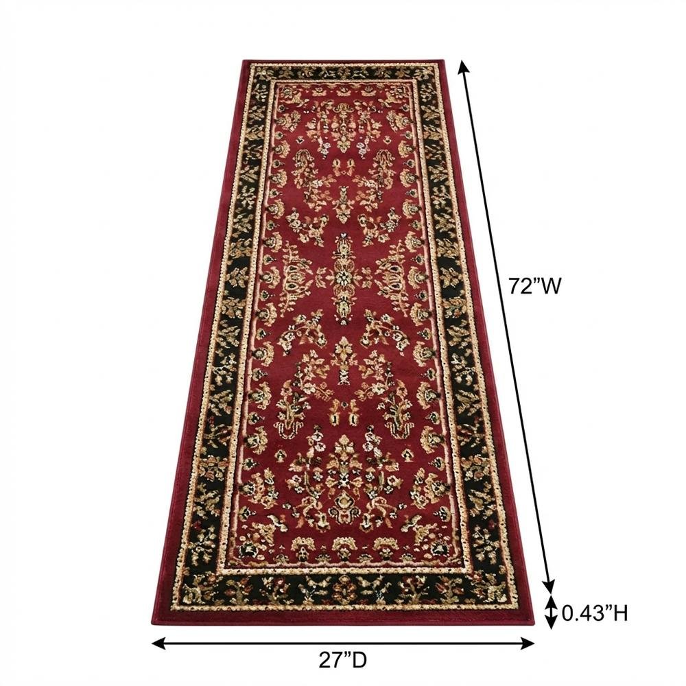 Red and Black Area Rug with Power Loomed Polypropylene Material, Jute Backing