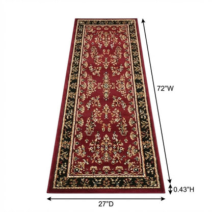 Red and Black Area Rug with Power Loomed Polypropylene Material, Jute Backing
