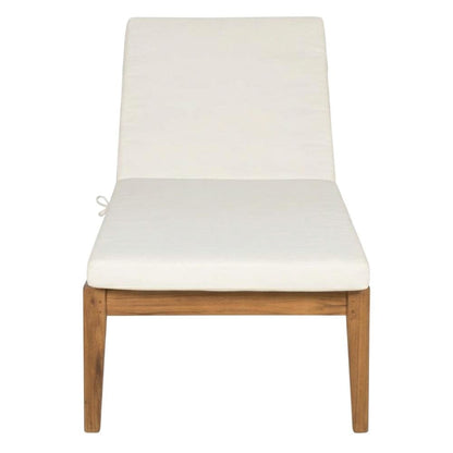 Elegant Outdoor Sun Lounger With Acacia Wood Finish, Brass Accents, And Cushion