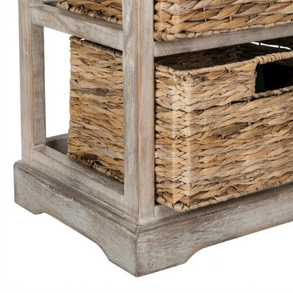 Vintage White, Storage Side Table, Quality Build, Durable Wood Frame