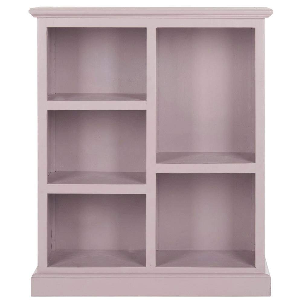 Gray Low Bookcase, Solid Wood Open Shelf Display Unit