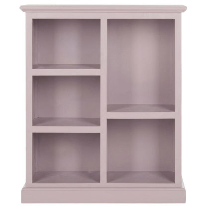 Gray Low Bookcase, Solid Wood Open Shelf Display Unit