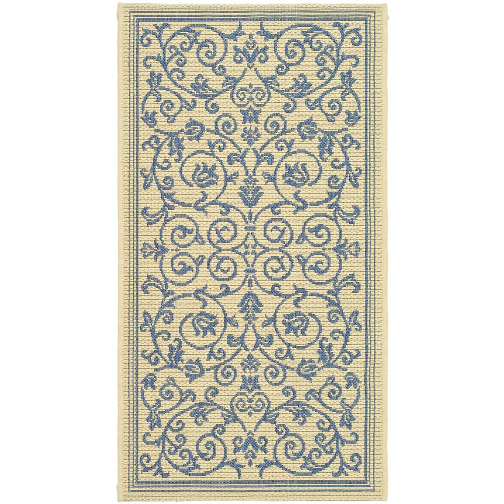 COURTYARD, NATURAL / BLUE, 6'-7" X 6'-7" Square, Area Rug, CY2098-3101-7SQ