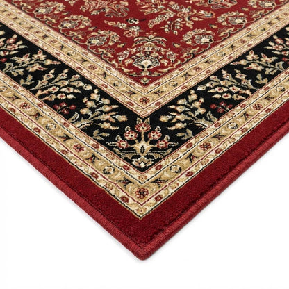 Red and Black Area Rug with Jute Backing and Power Loomed Construction