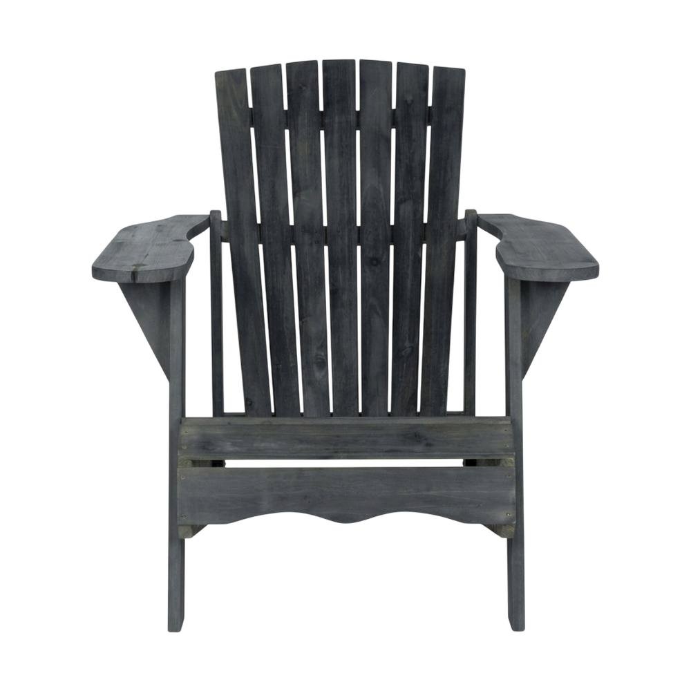 Dark Slate Grey Acacia Wood Adirondack Chair With Silver Metal Accents