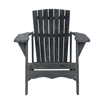 Dark Slate Grey Acacia Wood Adirondack Chair With Silver Metal Accents