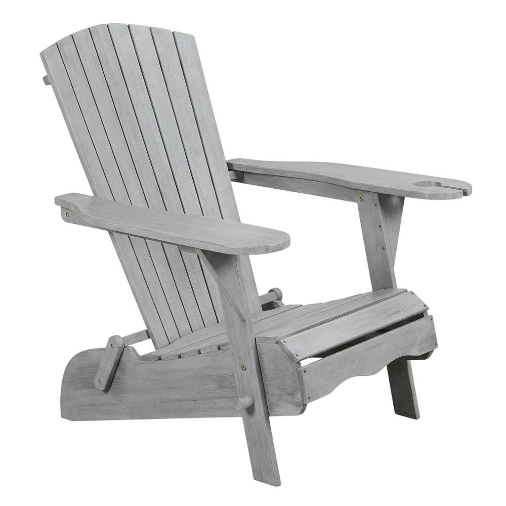 Set Of 2 Grey Wash Eucalyptus Adirondack Chairs For Outdoor Use