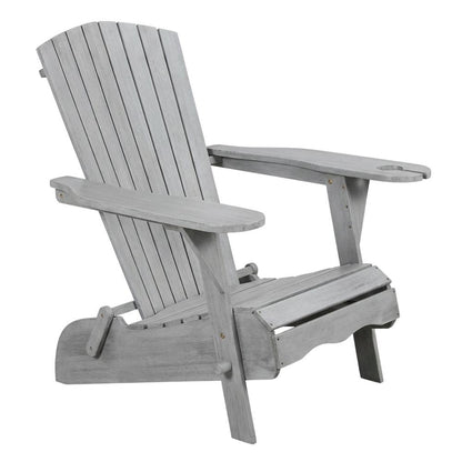 Set Of 2 Grey Wash Eucalyptus Adirondack Chairs For Outdoor Use