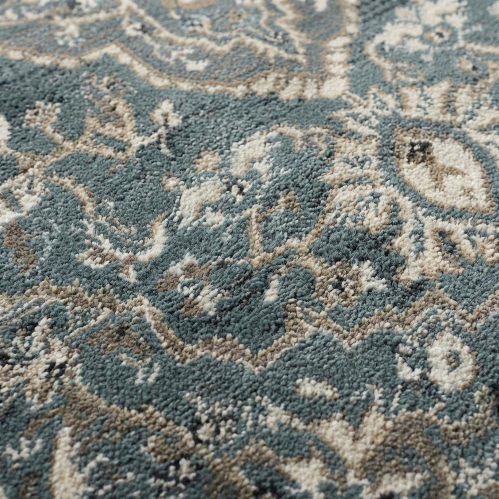 Teal / Grey Area Rug, Power Loomed, Jute Backing, Rectangle Style