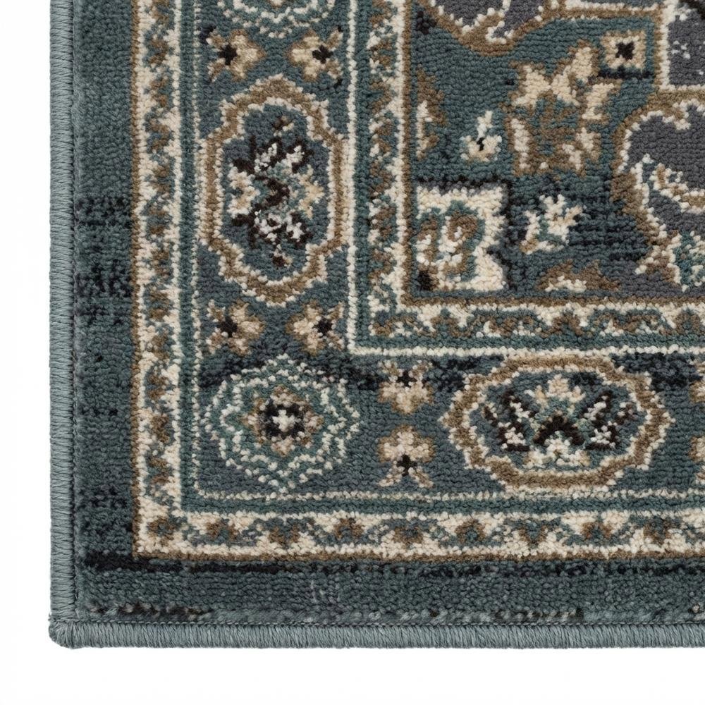 Teal / Grey Area Rug, Power Loomed, Jute Backing, Rectangle Style