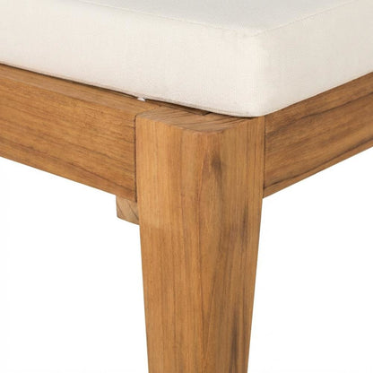 Elegant Outdoor Sun Lounger With Acacia Wood Finish, Brass Accents, And Cushion
