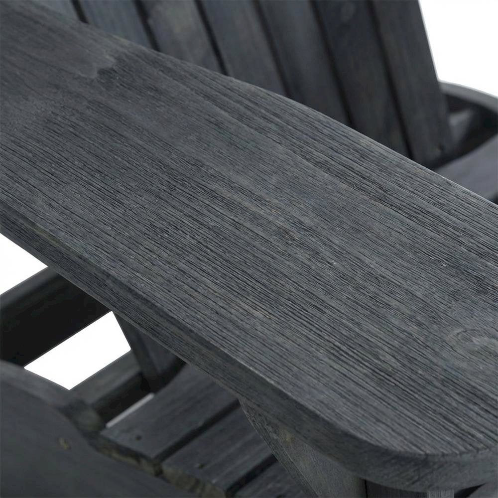 Dark Slate Grey Acacia Wood Adirondack Chair With Silver Metal Accents