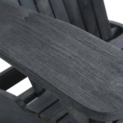 Dark Slate Grey Acacia Wood Adirondack Chair With Silver Metal Accents