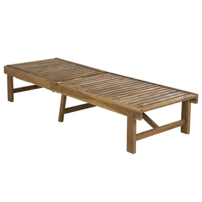 Outdoor Lounge Chair With Acacia Wood And Silver Metal Finish