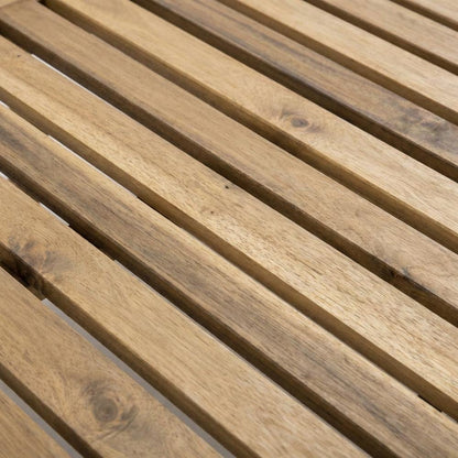 Outdoor Lounge Chair With Acacia Wood And Silver Metal Finish