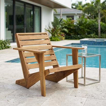 Wooden Acacia Adirondack Chair With Oil Finish And Comfortable Seat