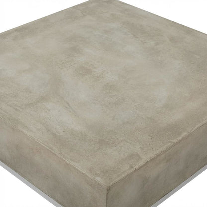 Modern outdoor concrete coffee table with acrylic finish and stainless hardware