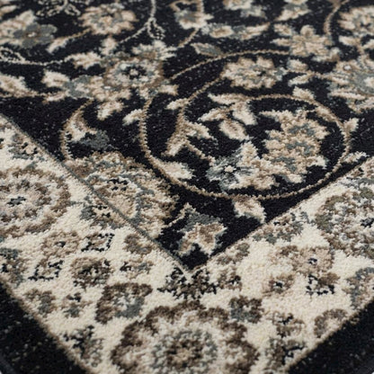 Anthracite and Cream Area Rug with Power Loomed Polypropylene Pile, Jute Backing