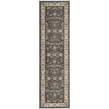 Grey / Cream Area Rug with Power Loomed Jute Backing, 2'-3" x 8' style
