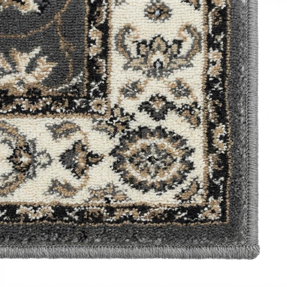 Grey / Cream Area Rug with Power Loomed Jute Backing, 2'-3" x 8' style