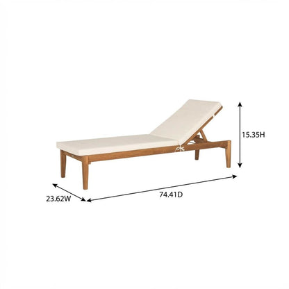 Elegant Outdoor Sun Lounger With Acacia Wood Finish, Brass Accents, And Cushion