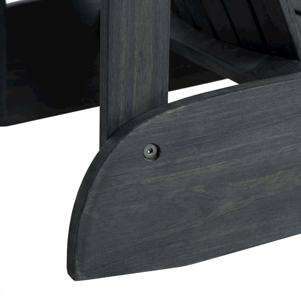 Dark Slate Grey Acacia Wood Adirondack Chair With Silver Metal Accents