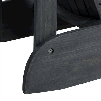 Dark Slate Grey Acacia Wood Adirondack Chair With Silver Metal Accents