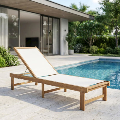 Outdoor Lounge Chair With Textilene Upholstery And Brass Accents