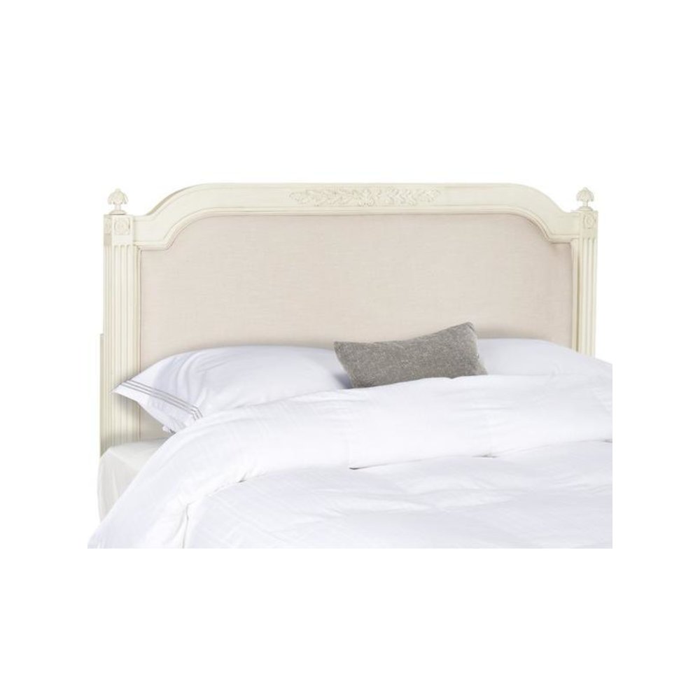 RUSTIC WOOD BEIGE LINEN QUEEN HEADBOARD, FOX6242B-Q