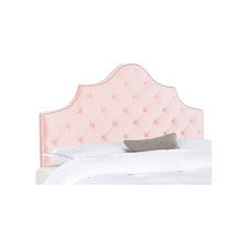 Arebelle Velvet Tufted Headboard - Silver Nail Heads, Queen, Blush Pink