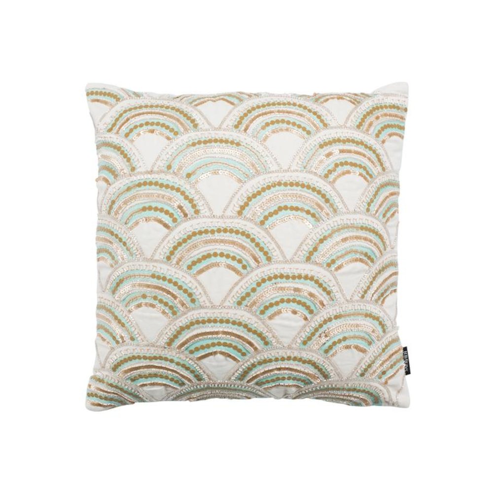 Kadri Pillow, Beige/Teal/Gold, PLS889A-2020