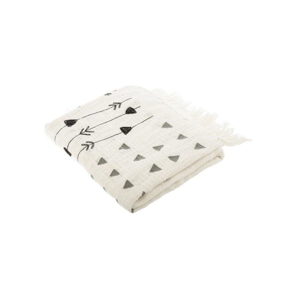 Penton Fringe Throw, Grey/White, THR908A-6072