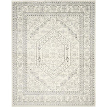 Ivory and Silver Area Rug with Power Loomed Polypropylene Pile, Large Rectangle