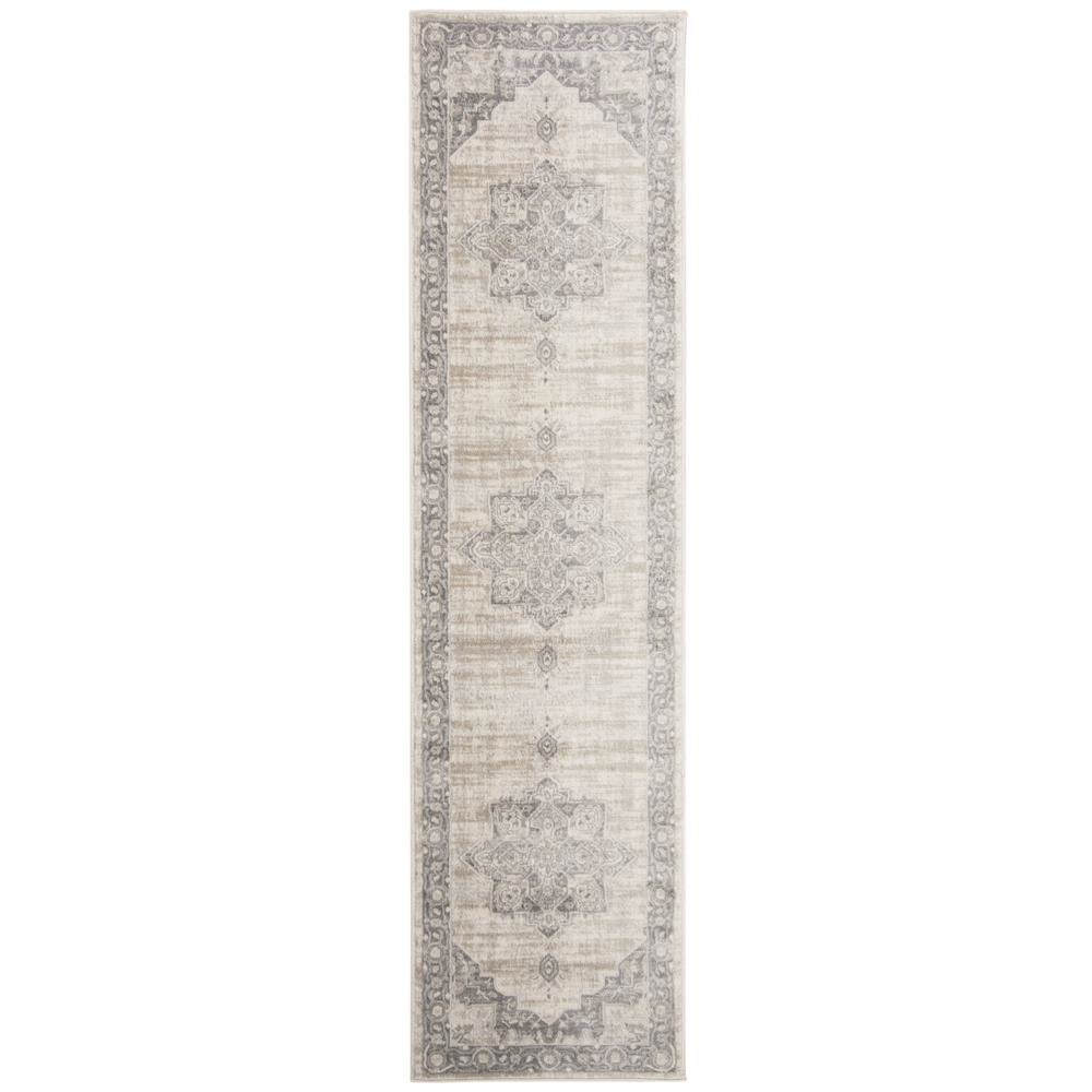 Cream / Grey Area Rug with Jute Backing and Power Loomed Craftsmanship, Runner