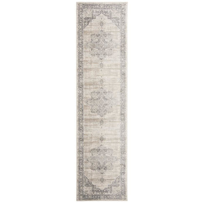 Cream / Grey Area Rug with Jute Backing and Power Loomed Craftsmanship, Runner