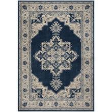 Navy and Creme Area Rug with Jute Backing and Power Loomed Construction