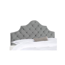 AREBELLE PEWTER VELVET TUFTED HEADBOARD - SILVER NAIL HEAD, MCR4036G-Q