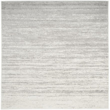Ivory and Silver Square Area Rug with Power Loomed Polypropylene Pile