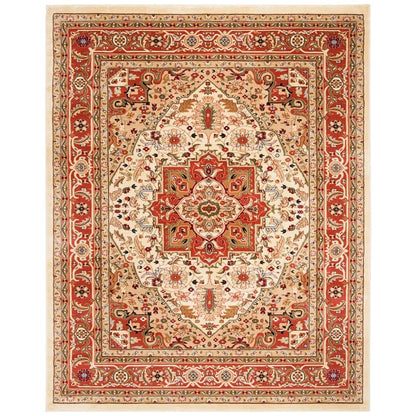 Ivory and Rust Area Rug with Power Loomed Polypropylene Pile and Jute Backing