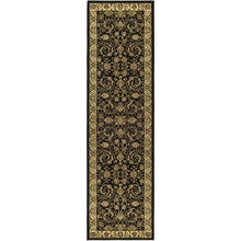 Black and Ivory Area Rug, Power-Loomed Polypropylene, Jute Backing, Runner Shape