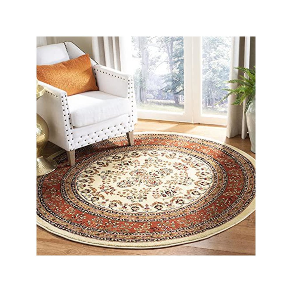 LYNDHURST, IVORY / RUST, 8' X 8' Round, Area Rug, LNH331R-8R