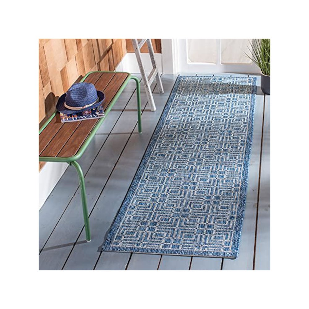 COURTYARD, NAVY / GREY, 2'-3" X 12', Area Rug, CY8467-36821-212